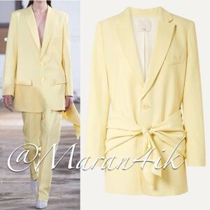 NWT Tibi Tie-front Twill Blazer Oversized In Butter Yellow Pastel size 0